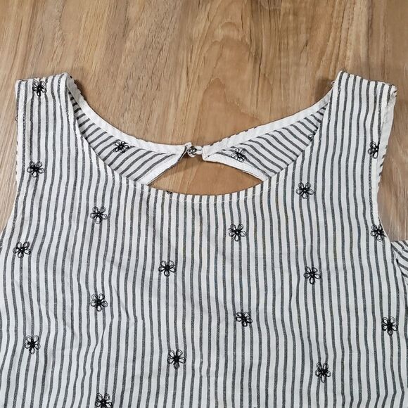 🔹️🔺️Anthropologie Everly Blue Embroidered Floral Cold Shoulder Top Large - Picture 4 of 16